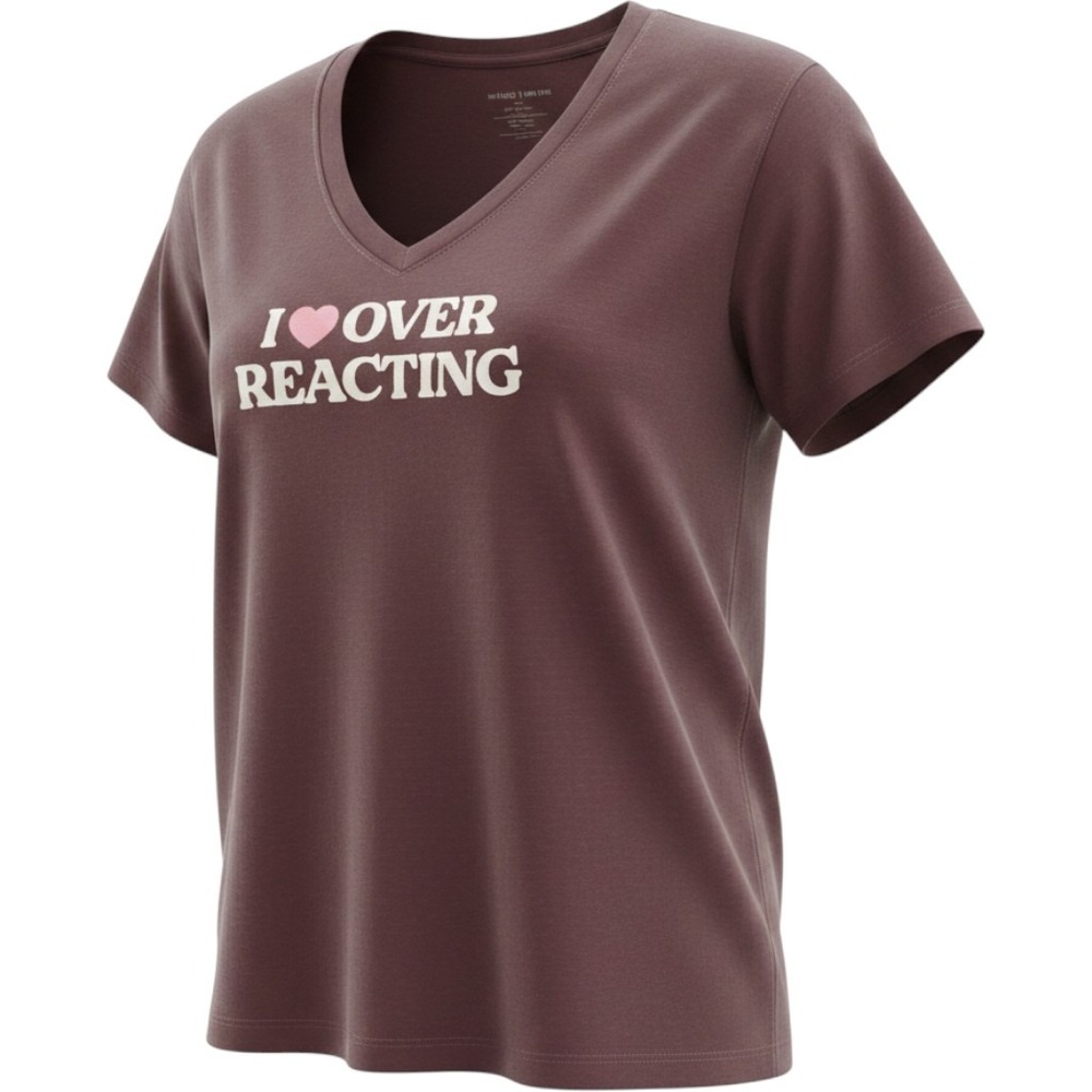 NWT Torrid V Neck Short Sleeve T-Shirt "I ❤️ Over Reacting" Graphic 2X